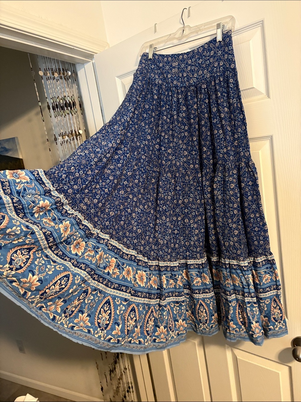 NATURAL LIFE Boho Floral Tiered Maxi Skirt M - Picture 2 of 6